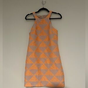 trina turk geometric orange and tan mini dress size 4